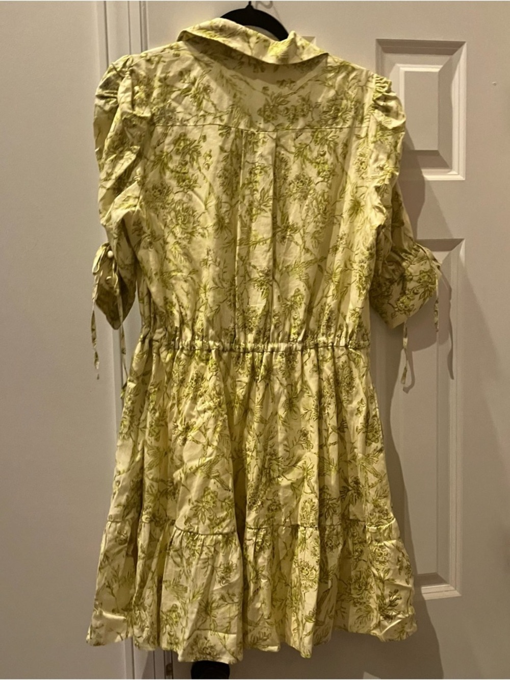 Hutch (Anthropology) Grant Short-Sleeve Linen Yellow Floral Mini Dress (Med) - Picture 4 of 11